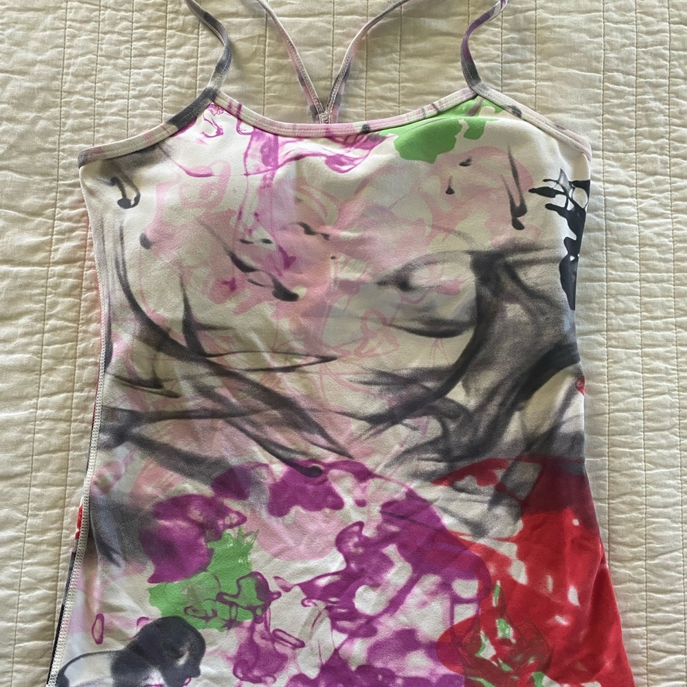 Lululemon Power Y Tank Racerback Camisole Shelf Bra, Abstract Colorful Medium